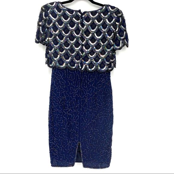 STENAY silk heavily beaded dress sequins cocktail cruise wedding  size 2 vintage - Picture 6 of 12